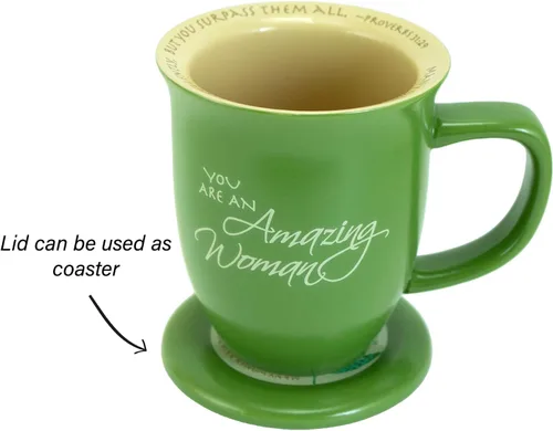 Miniatura 4 de Abbey Gift Juego de taza y posavasos de cerámica "Amazing Woman" Verde