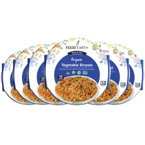 Miniatura 8 de Food Earth Paquete de cocina india listo para comer – Curry de lentejas partidas, curry de garbanzos con arroz al vapor y biryani de verduras