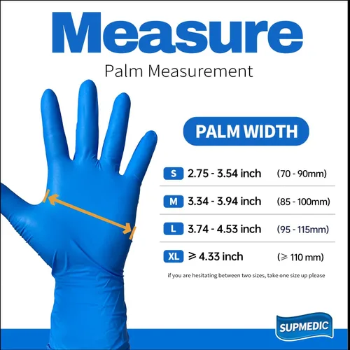 Miniatura 7 de Supmedic Disposable Nitrile Gloves, 5Mil Chemical Resistant Powder-Free Latex-Free Glove Exam Cook Tattoo, Black Blue 100Pcs (azul) s