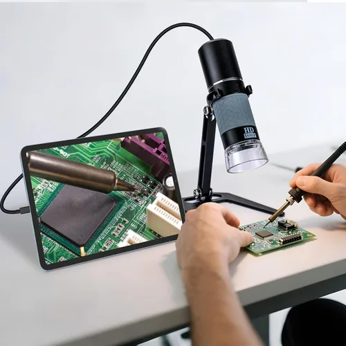 Miniatura 3 de Microscopio USB 1080P con soporte de metal, cámara de microscopio digital de mano 50X-1000X compatible con iPhone/Android/Windows/Mac Negro