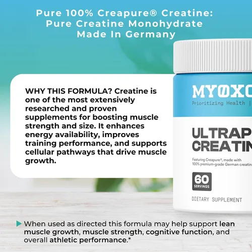 Miniatura 5 de MYOXCIENCE Creapure® Monohidrato de creatina Respalda la fuerza y la masa muscular, la cognición y la masa corporal magra Sin sabor 60 porciones