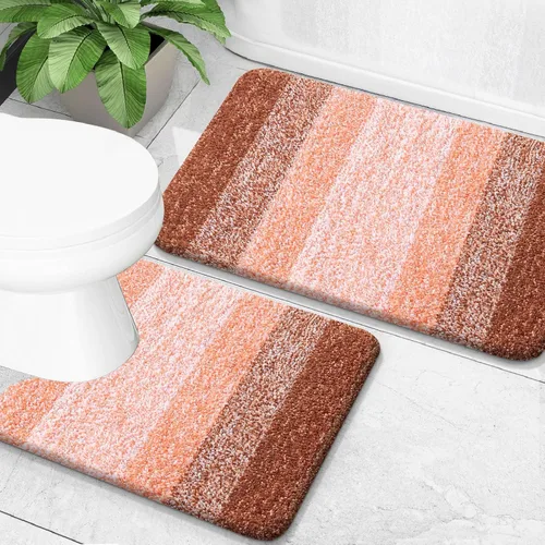 Miniatura 18 de OLANLY Juego de 2 alfombras de baño de microfibra suave y absorbente, antideslizantes, se pueden lavar y secar a máquina, alfombras de baño peludas