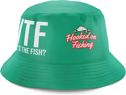 Miniatura 3 de Regalos de pesca para hombres, WTF Wheres The Fish, divertido sombrero de pesca, sombrero de pescador, sombrero de sol para pesca Wtf - Verde