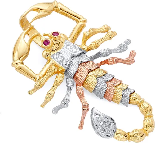 Colgante de escorpión de oro tricolor real de 14k, Oro de 14 quilates, Sin gemas.