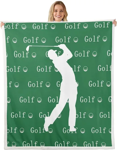 Miniatura 21 de Golf Fleece Blanket,Vintage Sports Game Golf Club Player Silhouette Bed Blanket for Adults Teens,Rustic Lake House Boating Beige Black Room