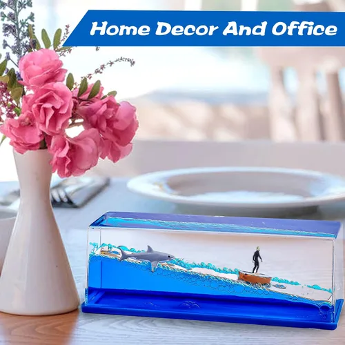 Miniatura 5 de Honsheng Unsinkable Surfing Boy Wave Boat Fluid Toy in a Box Bottle Acrylic Paperweight Desk Decor Toy Gifts Liquid Wave Cruise Fluid Ship Ornament