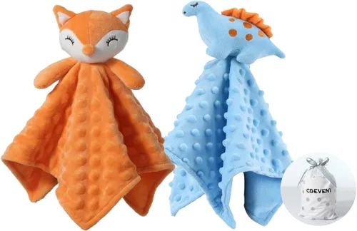 Miniatura 42 de CREVENT - Manta de felpa acogedora para bebé, mantita de seguridad con caras de animales para niños pequeños, regalo para bebés recién nacidos