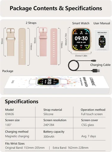 Miniatura 8 de Reloj inteligente para mujer y hombre Android y iPhone [2 bandas, caja de 44mm], Alexa incorporado, reloj inteligente de 1.83" para hacer/responder