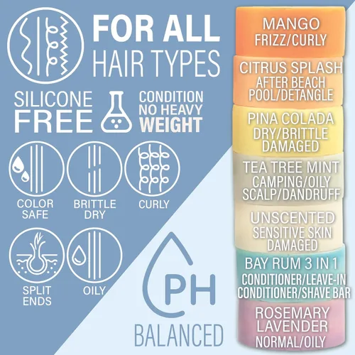 Miniatura 4 de Luxiny Barra de acondicionador natural para cabello y acondicionador hidratante, disco de aceite de afeitado fabricado en Estados Unidos, hasta 70