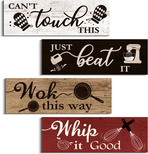 Miniatura 8 de 4 letreros de madera para colgar en la pared de la casa de campo, con reglas de cocina, decoración rústica de pared para casa de campo