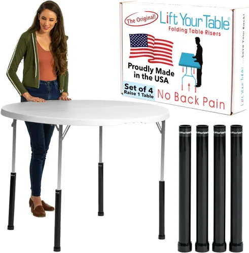 Miniatura 13 de Lift Your Table® Elevadores de mesa plegables, altura de barra (pie móvil), fabricados en los Estados Unidos, resistentes, resistentes, portátiles