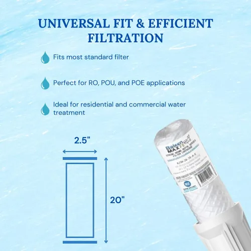 Miniatura 3 de Baleen Filters - Paquete de 2 cartuchos de filtro de sedimentos para heridas de cuerda de 20 x 2.5 pulgadas de 20 micrones para HDX SWC-25-2020