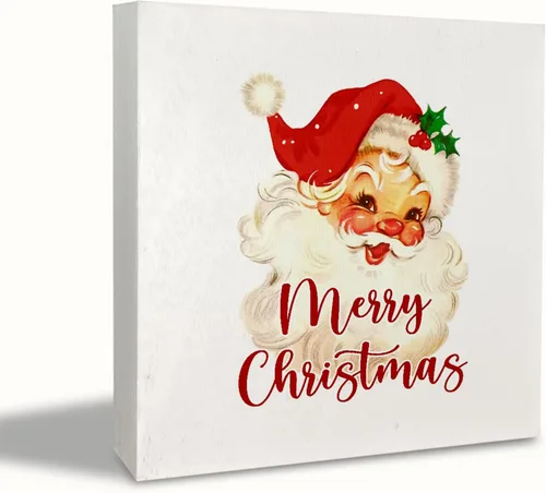Miniatura 11 de KEUSPI Letrero de madera con texto en inglés "Merry Christmas", placa de madera de gnomo de Navidad, decoración para mesa, letreros de gnomos