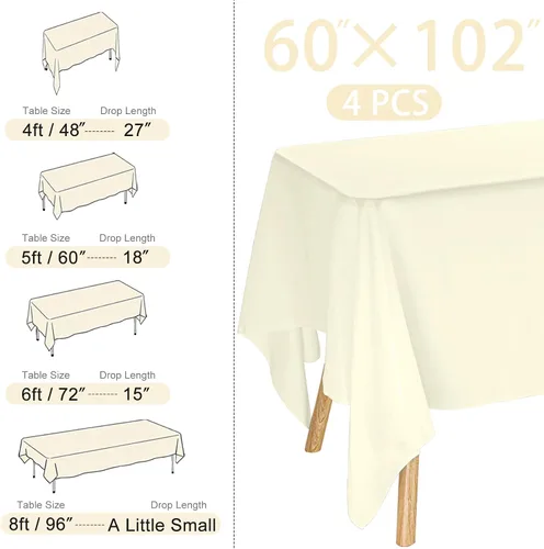 Miniatura 2 de Paquete de 4 manteles rectangulares para mesas de 6 pies, lavables, de poliéster, para bodas, mesas de comedor, fiestas, banquetes