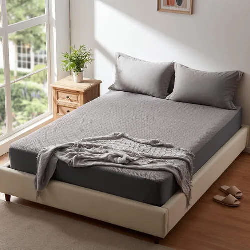 Miniatura 6 de Hanherry - Protector de colchón 100 % impermeable tamaño individual, color gris, funda de colchón de bambú 3D de tela de aire refrescante, suave