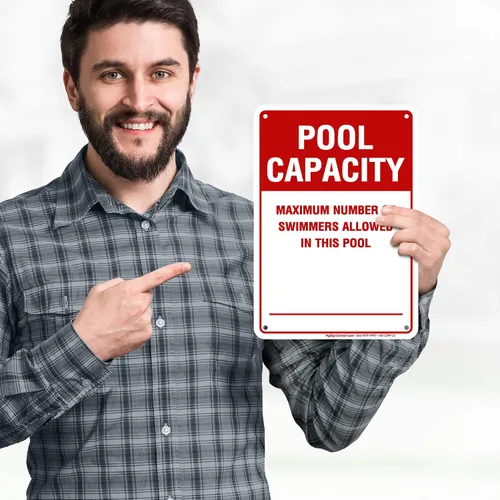 Miniatura 2 de Número máximo de nadadores permitidos en este cartel de piscina, 7 x 10 pulgadas, libre de óxido, aluminio 040, resistente a la decoloración
