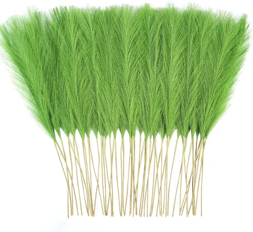 Miniatura 13 de obbsie 50 piezas de decoración de hierba de pampa falsa naranja quemado, 21.6 pulgadas de hierba pomposa artificial corta de otoño, ramas de hierba