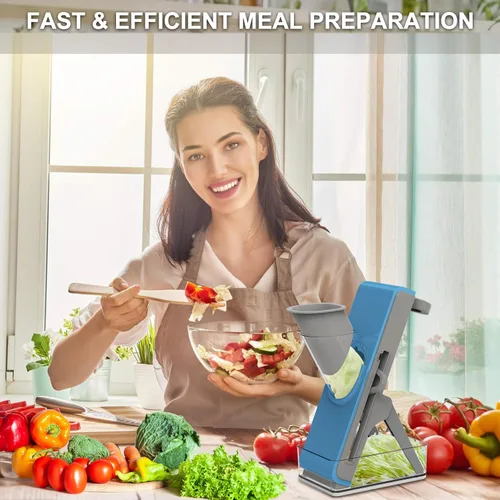 Miniatura 6 de Cortador de Mandolina para Cocina, Cortador de Mandolina Seguro Multifuncional Cuchillo Ajustable Máquina Cortadora Comercial de Acero Inoxidable