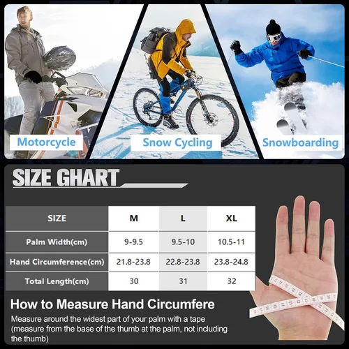 Miniatura 6 de Timepoch Guantes de invierno para hombres y mujeres, guantes cálidos para pantalla táctil, resistentes al viento, guantes térmicos, guantes de nieve