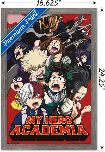 Miniatura 3 de My Hero Academia - Póster de pared Key Art 2, 22.4 pulgadas de largo x 14.7 pulgadas, versión enmarcada en madera de granero