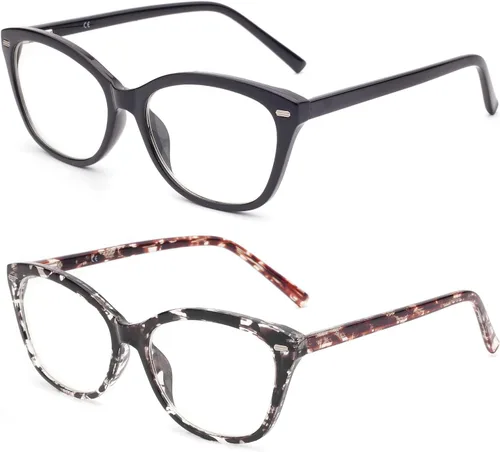 Miniatura 2 de Lentes de lectura de alta calidad para mujer, estilo Oprah, para lectura de computadora, anti luz azul, con marco irrompible TR90 2008 Negro +