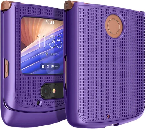 Miniatura 9 de Nakedcellphone Funda para Motorola RAZR 5G Flip Phone, [Negro] Carcasa rígida a presión [textura de cuadrícula] para Motorola Moto RAZR 5G Flip