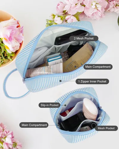 Miniatura 2 de 2 mini bolsas de maquillaje, pequeñas bolsas de maquillaje para bolso, bolsa de cosméticos con bolsillos deslizantes, pequeña bolsa de aseo de viaje
