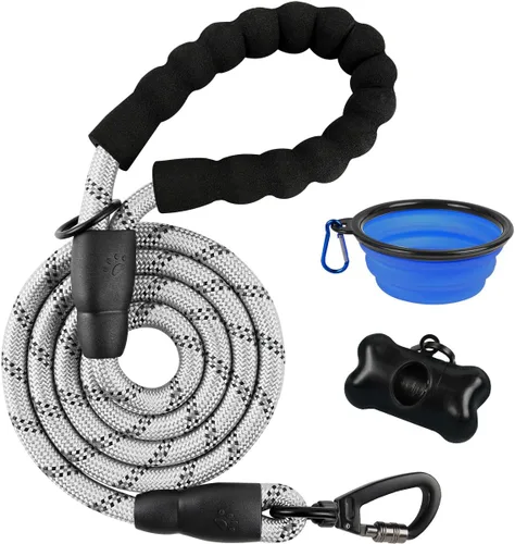 Miniatura 23 de BARKBAY Correas de perro para perros grandes, correa resistente de 4/5/6 pies con cómodo mango acolchado e hilos altamente reflectantes para perros