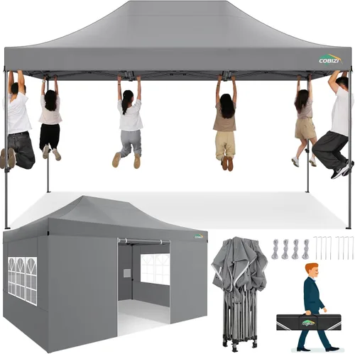 Miniatura 40 de COBIZI Toldo de 10 x 20 pies con paredes laterales, carpa de fiesta resistente para fiestas, bodas, tienda de campaña portátil plegable fácil