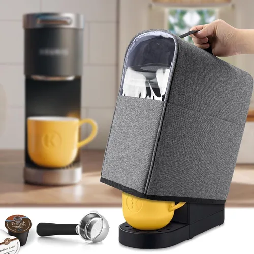 Miniatura 2 de CURMIO Funda antipolvo para cafetera compatible con Keurig K-Mini y K-Mini Plus, funda para máquina de café con bolsillos para K Cup, solo funda