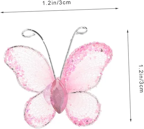 Miniatura 2 de NUOBESTY 50 alas de nailon de organza con purpurina de malla con purpurina para decoración de mariposas, gema decorativa con purpurina para mesa