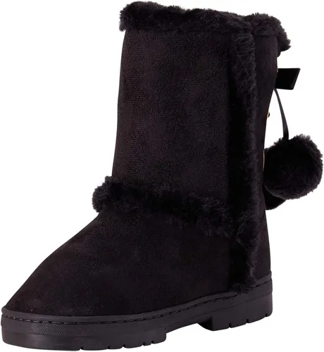 bebe Girls Fur Trim Winter Boots with Back Lace Pom-Poms (ToddlerLittle GirlBig Girl)