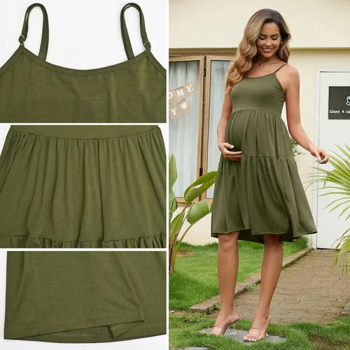 Miniatura 41 de GINKANA Vestido de maternidad sin mangas para mujer, con tirantes ajustables, vestido casual de verano para uso diario o baby shower