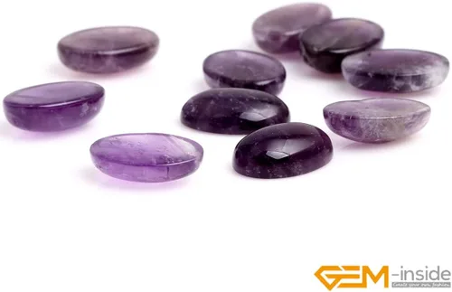 Miniatura 2 de GEM-Inside - Cuentas ovaladas sueltas de amatista, cabujón, cuentas naturales para joyería y anillos, colgantes, 0.236 x 0.315 pulgadas, 5