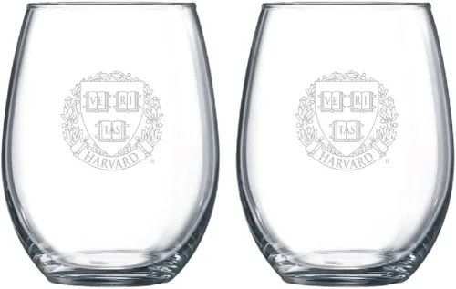 RFSJ Juego de 2 copas de vino o bebidas con logotipo de Satin Frost (Harvard)