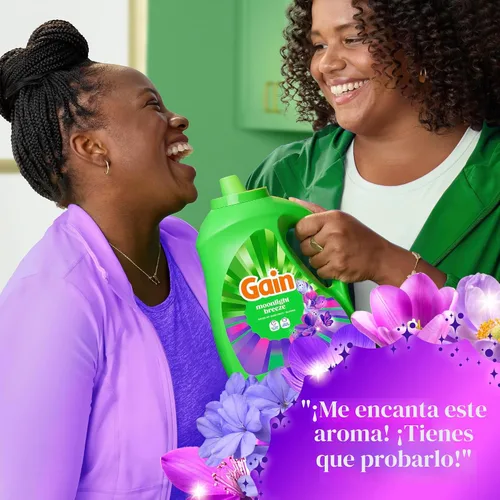 Miniatura 11 de Gain Detergente líquido para ropa con defensa del olor, aroma Moonlight Breeze, jabón de lavandería para lavadoras HE, 60 onzas líquidas, 45 cargas
