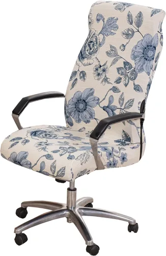 Miniatura 13 de CRFATOP Funda elástica para silla de oficina de computadora con cremallera duradera, funda para silla de escritorio giratoria universal, respaldo