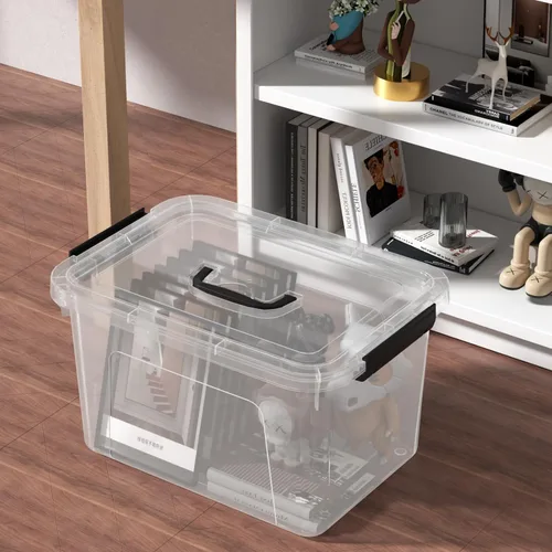 Miniatura 6 de Paquete de 4 cajas de almacenamiento transparentes de 17.5 cuartos de galón, contenedor de almacenamiento de plástico con tapas