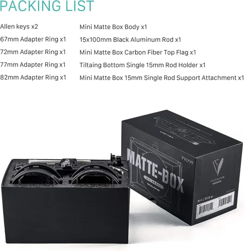 Miniatura 7 de Tilta Mini caja mate Adaptador de varilla de 15mm y 4 adaptadores de lente Ligero Soporte de filtro Bandera superior Soporte de zapata