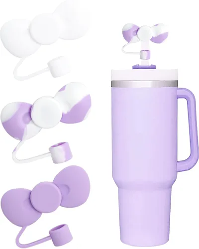 Miniatura 10 de Juego de 4 fundas de popote con diseño de estrella compatibles con vasos Stanley de 30 y 40 onzas, reutilizables, bonitas puntas de popote