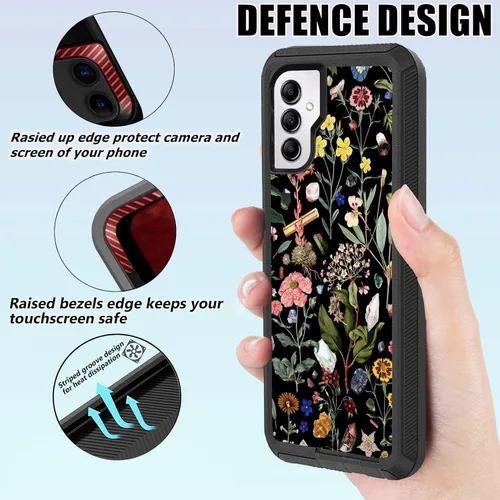 Miniatura 3 de Funda compatible con Samsung Galaxy A14 5G con protector de pantalla [resistente a prueba de golpes] bonita funda protectora floral para Samsung