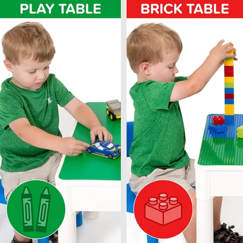 Miniatura 7 de Play Platoon Mesa y Silla de Actividades 5 en 1 para Niños - Mesa de Bloques de Construcción, STEM, Manualidades y Sensoriales para Niños Pequeños