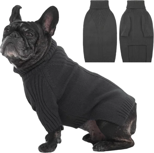 Miniatura 74 de IECOii Suéter extragrande para perro, suéteres térmicos cálidos para perros de raza gigante, ropa de punto, cuello alto de invierno, elástica