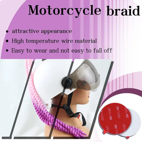 Miniatura 3 de Trenzas para casco de motocicleta, con ventosa desmontable, moño, para bicicleta, cola de caballo, cola de caballo, 1 unidad (casco no incluido)