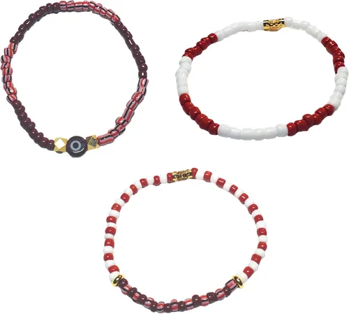 Miniatura 22 de Juego de 3 pulseras de cuerda elástica de santería de ojo malvado hechas a mano Obatala Oshun Yemaya Orula Elegua Oya Ogun Ochosi Shango Babalu Aye