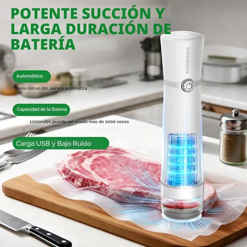 Miniatura 6 de Sellador al vacío 3 en 1 para alimentos compatible con bolsa de vacío, frasco Mason, botella de vino, máquina selladora al vacío compacta portátil