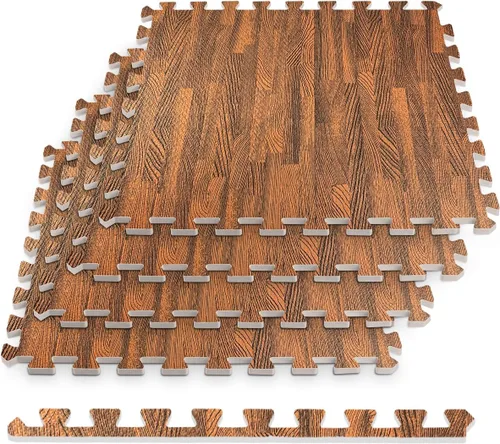Miniatura 2 de HomeCube USA - Baldosas de espuma entrelazadas con veta de madera de 3/8 pulgadas de grosor para hogar, oficina, espacio de equipos