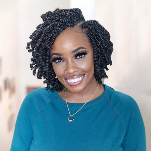 TOYOTRESS Cabello Bob Spring Twist – 6 pulgadas, 8 paquetes de cabello pretrenzado para niños, trenzas de ganchillo con resorte, extensiones de 1b