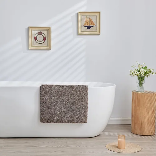 Miniatura 5 de CozeCube Tapetes de baño circulares de vellón para baño, esponjosos, absorbentes, de microfibra de secado rápido, antideslizantes, lavables