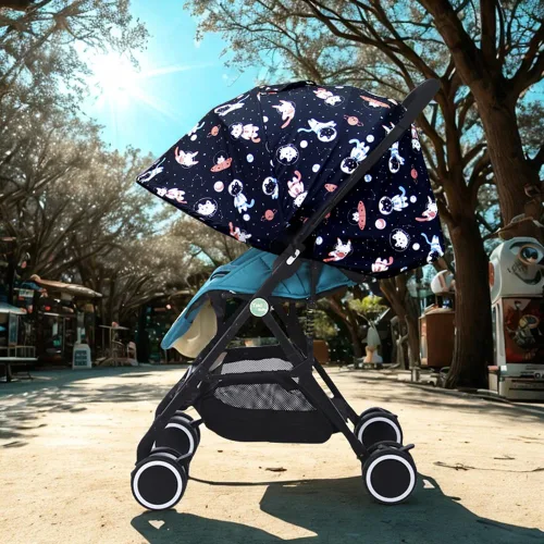 Miniatura 7 de LweiPsqLin Parasol para cochecito de bebé, impermeable, UPF50+, cubierta opaca Lycra ligera con malla ventilada Se adapta a asiento de automóvil